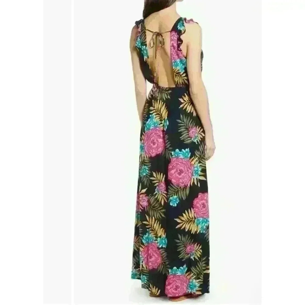 Billabong Floral Maxi Vneck. Size Medium. Tropical, vacation Dress. - Picture 7 of 7